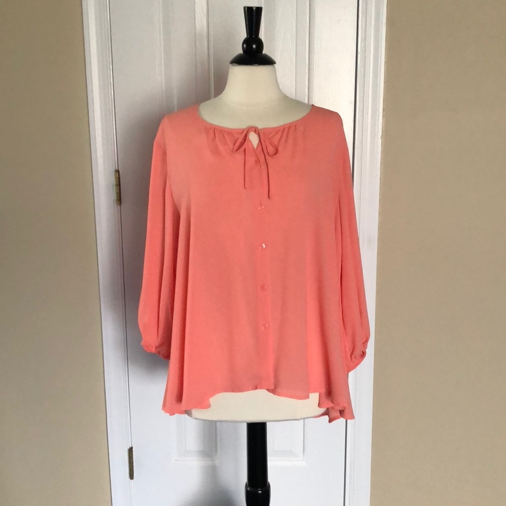 STYLE & CO HI LO BUTTON UP FLOWY TOP